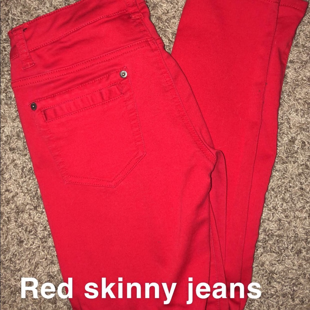 Red skinny jeans size 5